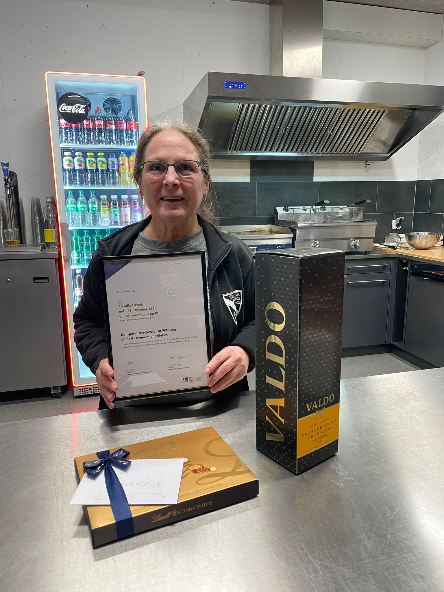 Claudia mit ihrem Wirtepatent